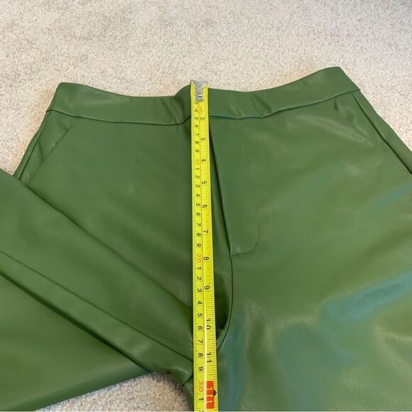 Zara olive green faux leather full length high waisted pants Sz S NWT bloggers - Picture 13 of 16